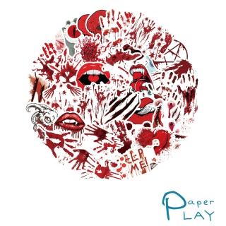 【Paper Play】創意多用途防水貼紙-創意萬聖節血痕血手印 48枚入(防水貼紙 行李箱貼紙 手機貼紙 水壺貼紙)