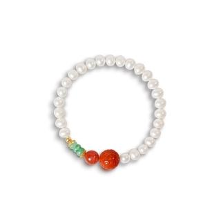 【巴黎精品】現貨+預購 珍珠手鍊玉石手串女手珠平安擋煞防小人轉運淨化招財開運(7mm南紅翡翠925純銀a1ha71)