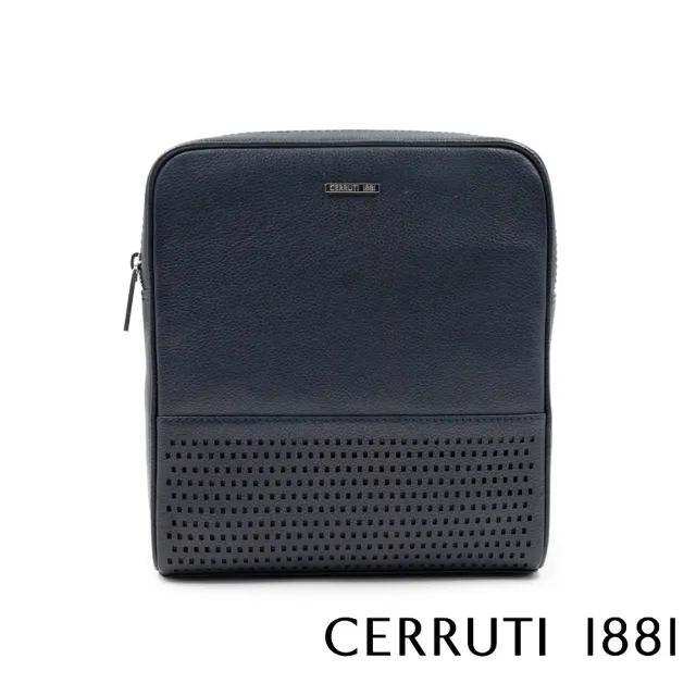 【Cerruti 1881】義大利頂級小牛皮肩背包側背包(黑色 CEBO06693M)