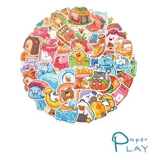 【Paper Play】創意多用途防水貼紙-繽紛可愛動物 50枚入(防水貼紙 行李箱貼紙 手機貼紙 水壺貼紙)