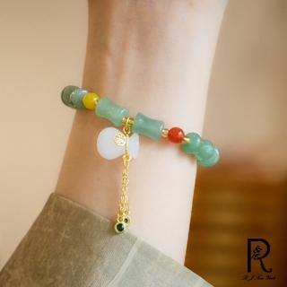 【RJ New York】天然金絲玉東陵玉翠竹節紅瑪瑙手串(綠色)