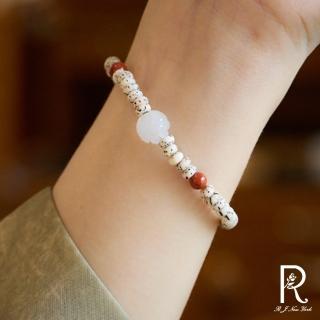 【RJ New York】天然星月菩提金絲玉紅瑪瑙金絲玉蓮花淡水珍珠多寶手串(白色)