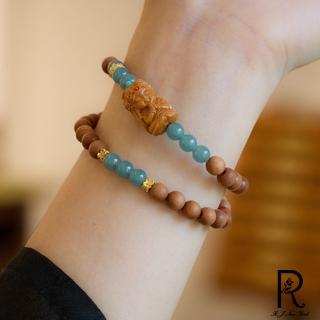 【RJ New York】天然藍水串珠基拉姆奶香芭比檀木文玩手串(棕色)