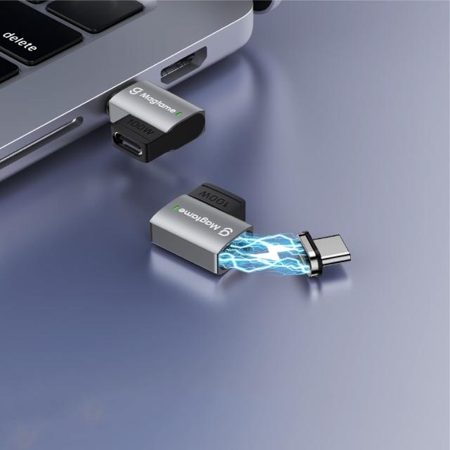 【Magtame】USB-C 100W PD磁性轉接頭-90度款 TZ68