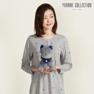 【YVONNE 以旺傢飾】招財貓小玩偶-岩石灰