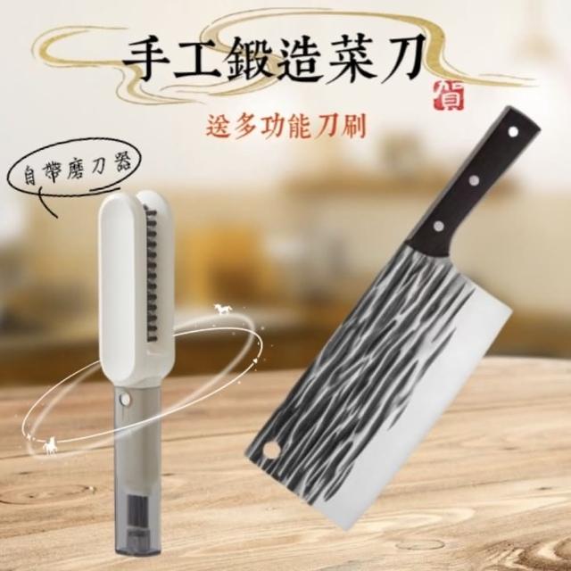 【KNIFE PLUS BRUSH】手工鍛造菜刀送多功能刀刷(自帶磨刀器)