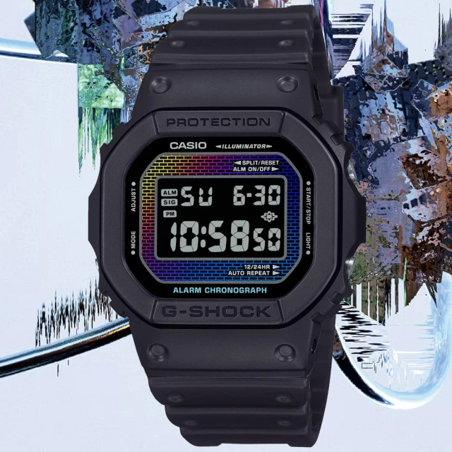 CASIO 卡西歐 G-SHOCK 彩虹磚牆 方形電子腕錶 禮物推薦 送禮首選(DW-5600RW-1)