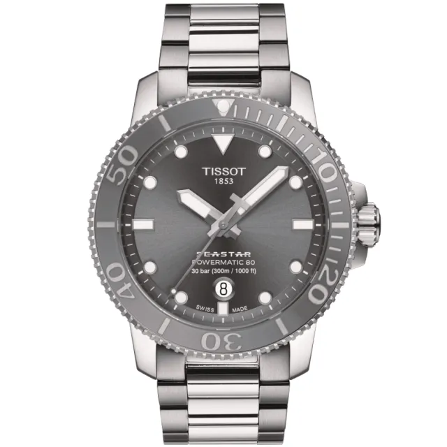 【TISSOT 天梭 官方授權】SEASTAR 1000 海星系列 潛水機械腕錶 禮物推薦 送禮首選(T1204071108101)