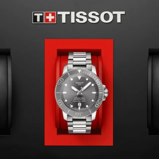 【TISSOT 天梭 官方授權】SEASTAR 1000 海星系列 潛水機械腕錶 禮物推薦 送禮首選(T1204071108101)