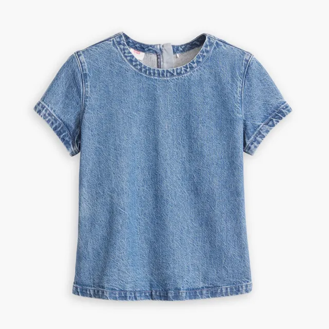 【LEVIS】Wellthread 環境友善系列 女款丹寧牛仔合身短袖Tee恤 上衣 熱賣單品 A9187-0000