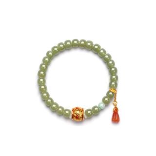 【巴黎精品】現貨+預購 925純銀手鍊和闐玉手串女手珠平安擋煞防小人轉運招財開運(鍍18K金蓮蓬翡翠a1ha35)