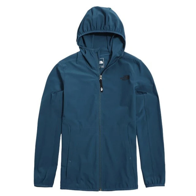 The North Face 男 登山4D彈性防潑水耐磨連帽薄外套.機能性風衣.運動夾克(5B3Y-BH7 藍 N)