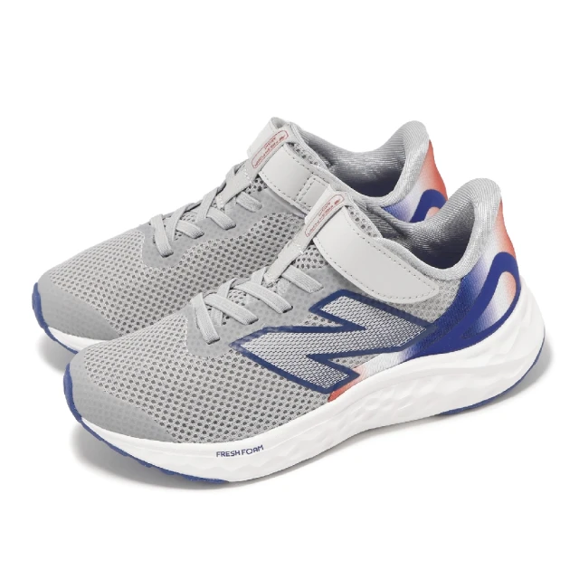 NEW BALANCE 慢跑鞋 Fresh Foam Arishi V4 中童 寬楦 灰藍 魔鬼氈 小朋友 運動鞋 NB(PAARIBF4-W)