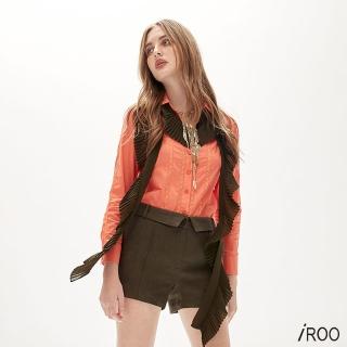 【iROO】腰反摺棉麻短褲