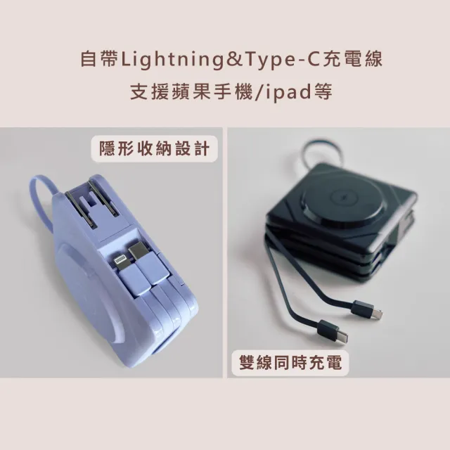 【MiWorks米沃】七合一快充磁吸行動電源 BS-NC10K 10000mA 22.5W 雙口輸出 支援magasafe