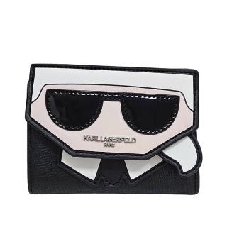 【KARL LAGERFELD 卡爾】墨鏡老佛爺搭扣卡夾零錢包(母親節送禮)