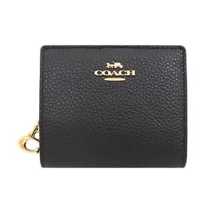 【COACH】黑色立體馬車LOGO拉鍊零錢包短夾(C2862 IMBLK)