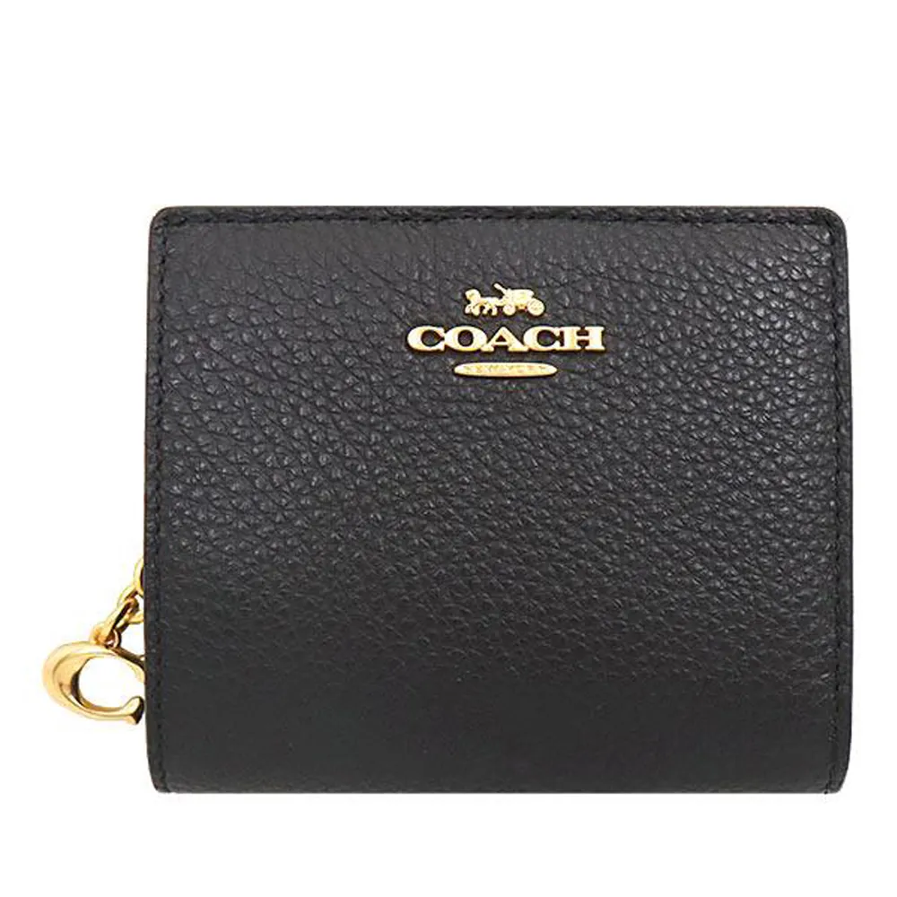 【COACH】黑色立體馬車LOGO拉鍊零錢包短夾(C2862 IMBLK)