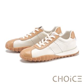 【CHOiCE】復古真皮綁帶厚底休閒德訓鞋(棕色)