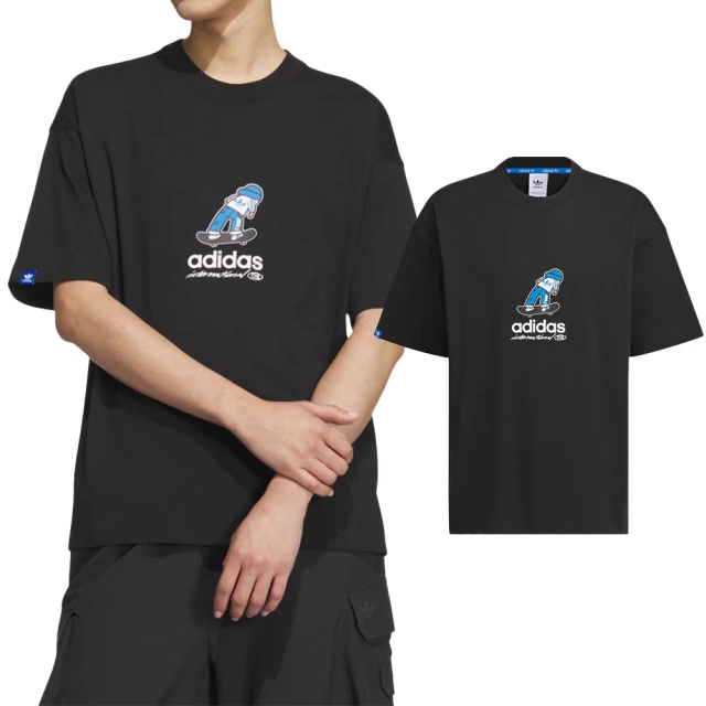 adidas 愛迪達 CS Tee SS M 男款 黑色 運動 休閒 圓領 棉質 滑板風 塗鴉 上衣 短袖 JC6827