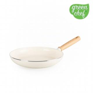 【GreenPan】GreenChef 鑽石陶瓷塗層不沾平煎鍋 東京木紋 26cm 奶油白(不含蓋/不挑爐具/不沾鍋/陶瓷)
