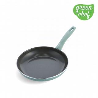【GreenPan】GreenChef 鑽石陶瓷塗層不沾平煎鍋 Prime 24cm 灰綠(不挑爐具/不沾鍋/陶瓷/洗碗機適用)