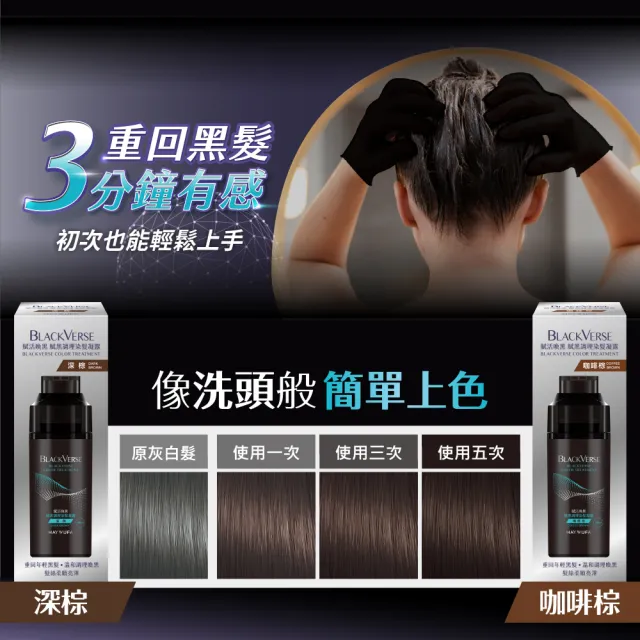 【美吾髮】BLACKVERSE賦活喚黑 賦黑調理染髮凝露400ml(深棕/咖啡棕/染髮同時喚黑滋養蓬鬆定色)