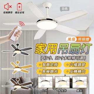 【LADUTA 拉布塔】52吋 智慧變頻 吊扇燈 靜音電機 6坪左右適用 春夏兩用(風扇 吸頂燈 風扇燈 吊扇)