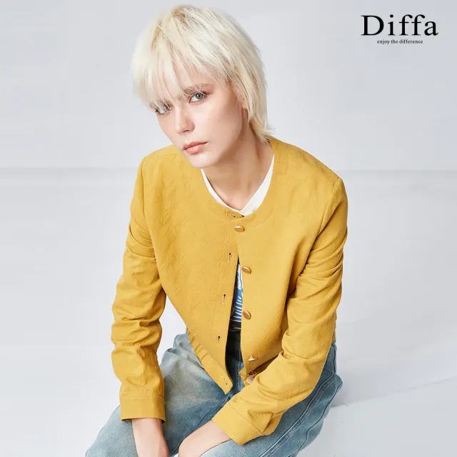 【Diffa】精緻葉子織紋外套-女