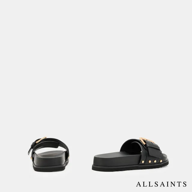 【ALLSAINTS】ELLIE 鉚釘牛皮拖鞋-黑 W029FA(女款)