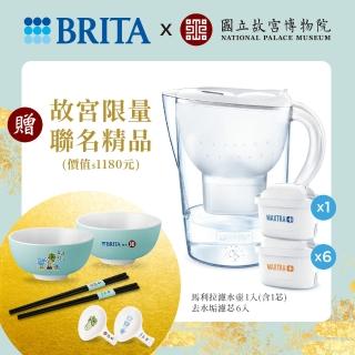 【BRITA】官方直營 故宮聯名百財好水濾水壺白色14件組(共1壺7芯+2碗+2入筷架+2雙筷子)