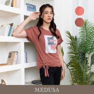 【MEDUSA 曼度莎】現貨-輕柔垂墜感綁結翻褶袖口T恤 - 2色（M-XL）｜女休閒上衣 短袖T恤(301-59601)