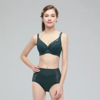 【Swear 思薇爾】S小心機系列L-3XL蕾絲高腰三角女內褲(暗夜綠)