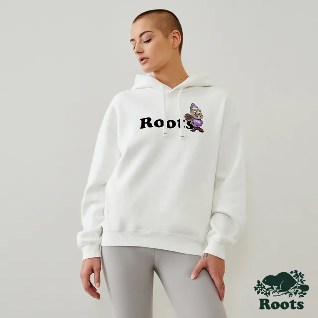 【Roots】Roots 女裝- 佳節海狸系列 卡通海狸無性別連帽上衣(白色)