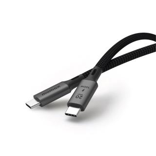 【Momax】Elite 100W PD USB-C USB3.2 20Gbps 編織充電傳輸線 2m(黑色)