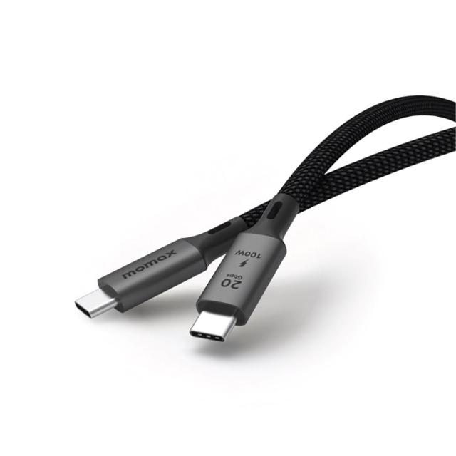 【Momax】Elite  100W PD USB-C USB3.2 20Gbps 編織充電傳輸線 2m(黑色)