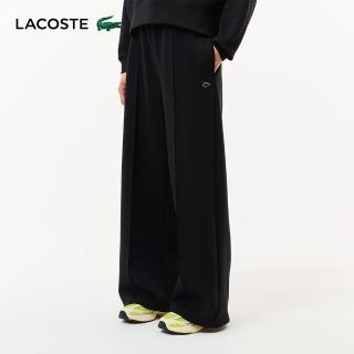 【LACOSTE】女裝-厚磅素色運動寬褲(黑色)