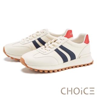 【CHOiCE】異材質拼接撞色厚底休閒德訓鞋(藍色)