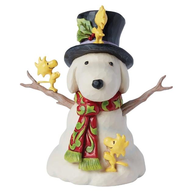 【Enesco】SNOOPY 胡士托堆雪人塑像居家擺飾