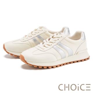 【CHOiCE】異材質拼接撞色厚底休閒德訓鞋(銀色)