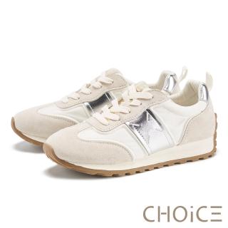 【CHOiCE】異材質拼接綁帶休閒德訓鞋(白色)