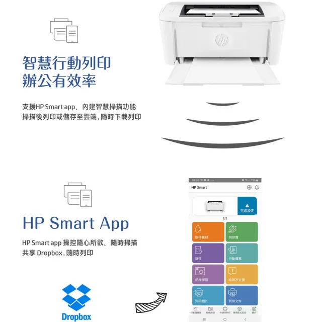 【HP 惠普】LaserJet M111w 單功黑白雷射印表機(列印) (7MD68A)