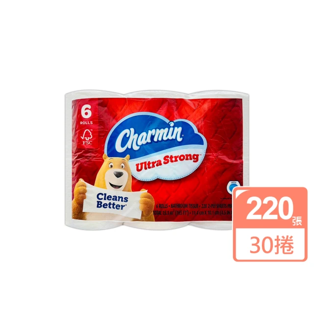 美國 Charmin 超強韌捲筒衛生紙220張x6捲x5串/箱(贈85抽盒裝面紙)