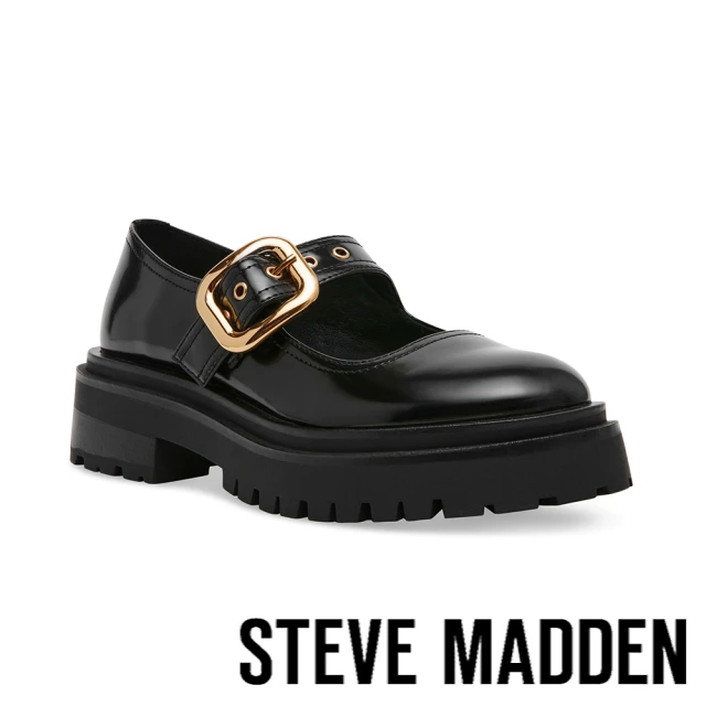 steve madden LYNDON 金扣帶厚底瑪莉珍鞋(黑色)