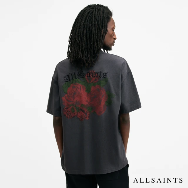 ALLSAINTS MELROSE 純棉寬鬆玫瑰LOGO短袖T恤 M007PB(寬鬆版型)