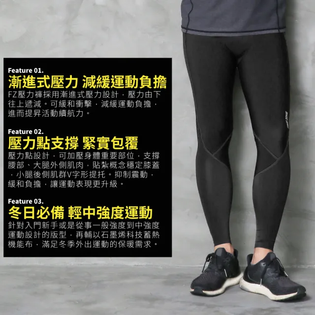 【FREEZONE】現貨 石墨烯磨毛保暖 緊身壓力長褲 男款-100型(基礎支撐機能壓縮/慢跑登山運動/遠紅外線保溫)