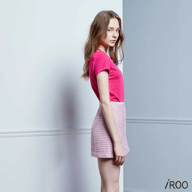 【iROO】粉色花呢裙