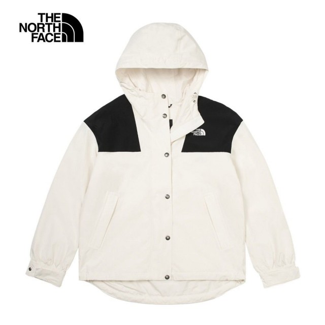 【The North Face】TNF 北臉 防潑水透氣連帽衝鋒外套 W DRYVENT BLOCKING JACKET-AP 女 白黑(NF0A7QSIROU)