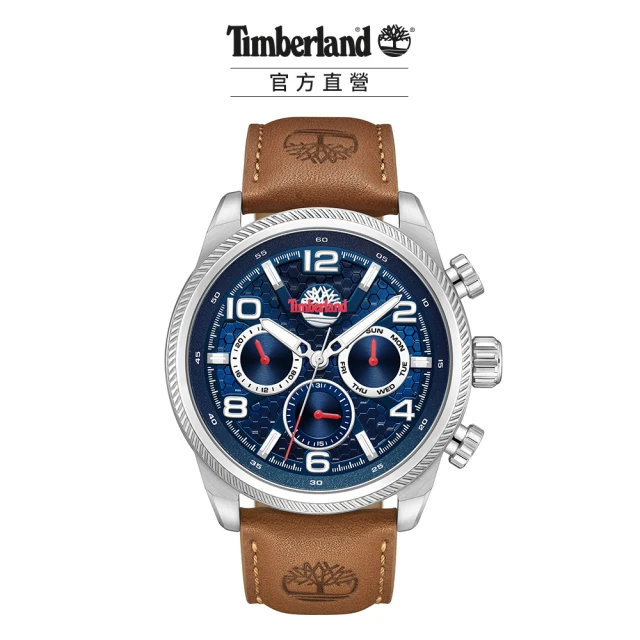 Timberland 男錶HENNIKER II系列 經典多功能腕錶 皮帶-藍/棕46mm(TDWGF0028705)