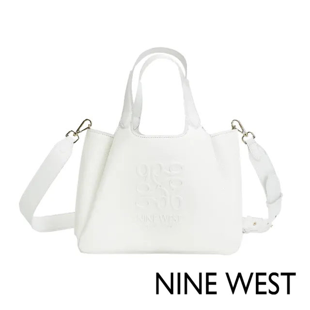 【NINE WEST】經典美型！真皮壓紋托特/斜背包-純白(147122)